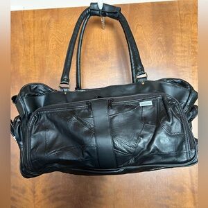 Stylish Black Leather Duffel Bag